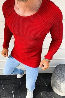 Férfi pulóver piros színben WX1576
