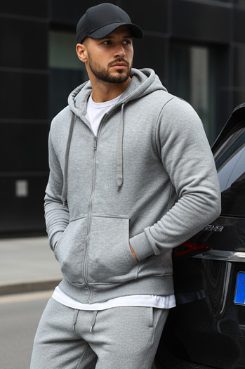 Nyitható férfi pulcsi kapucnival szürke színben BX2412