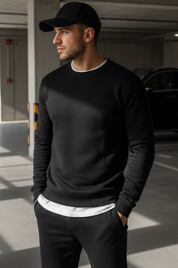 Férfi pulcsi kapucni nélkül fekete színben BX2416