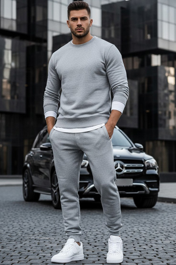 Férfi pulcsi kapucni nélkül szürke színben BX3354