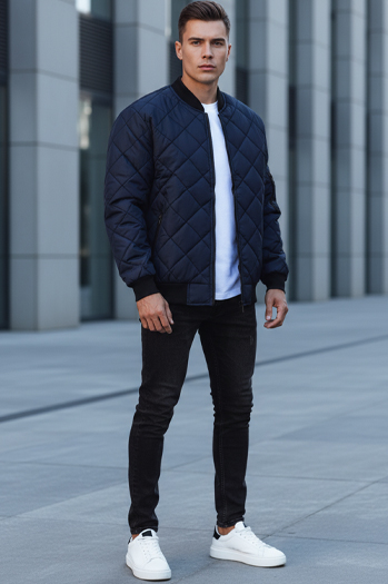 Férfi steppelt bomber dzseki sötétkék TX2217
