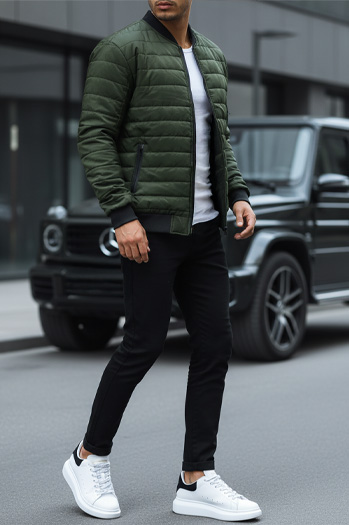 Férfi steppelt bomber dzseki zöld TX2211A