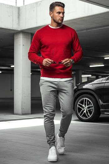 Férfi pulcsi kapucni nélkül piros színben Dstreet BX3867