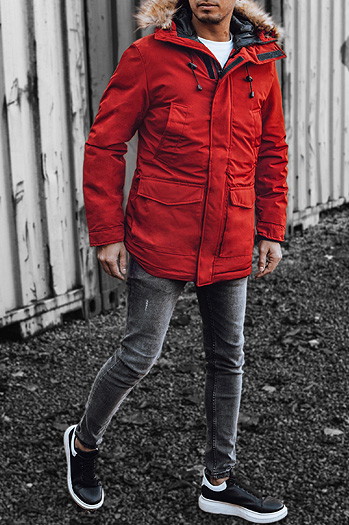 Férfi téli parka kabát piros Dstreet TX2995