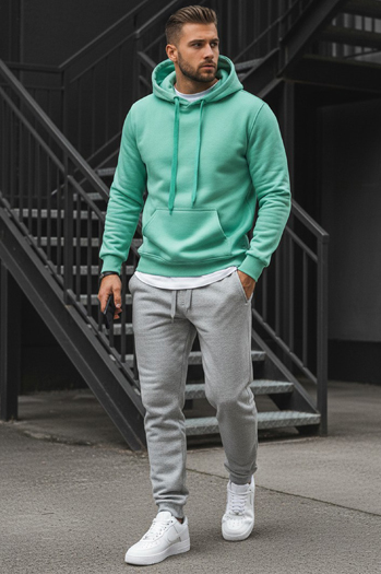 Kenguru típusú férfi pulcsi kapucnival menta színben Dstreet BX4946
