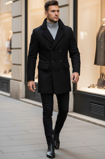 Férfi kétsoros kabát Szín Fekete DSTREET CX0434