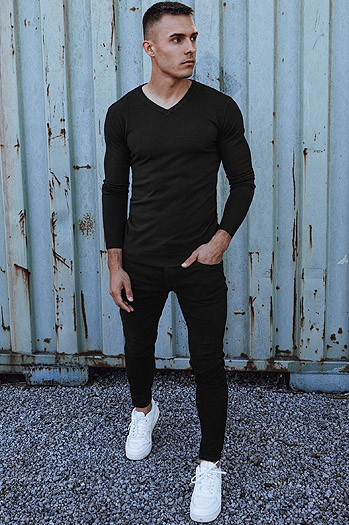 Férfi fekete pulóver Dstreet WX1883