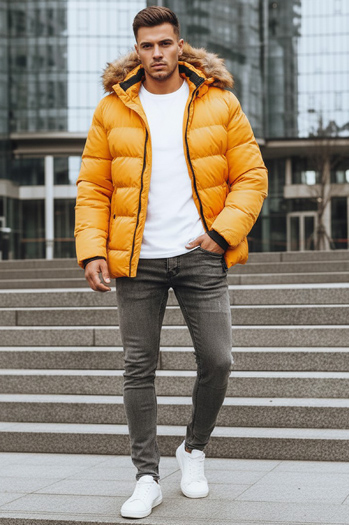 Férfi téli dzsekik sárga Dstreet TX4162