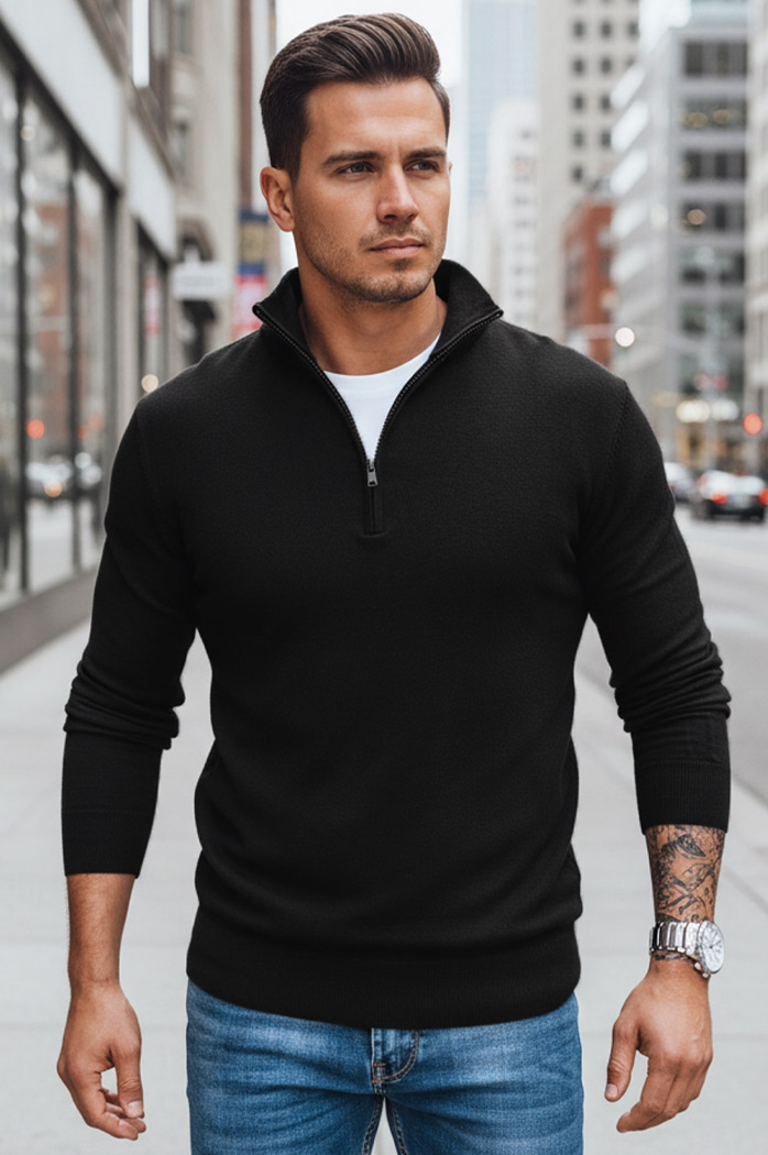 Férfi fekete pulóver Dstreet WX1894