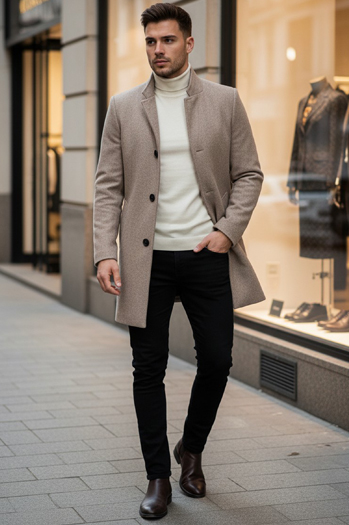 Barna szinű egysoros kabát Dstreet CX0442