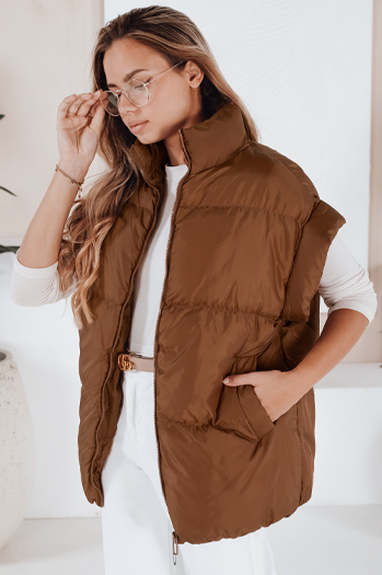 Női steppelt mellény NIMIA camel színben Dstreet TY3249