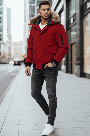 Férfi télikabát bordó Dstreet TX4309