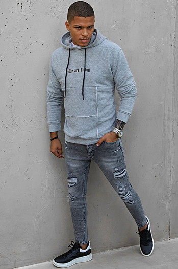 Férfi szürke pulóver Dstreet BX5475