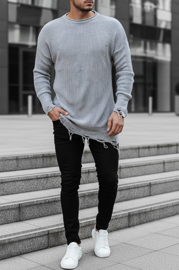 Férfi téli pulóver Szín Világoszürke DSTREET WX1963