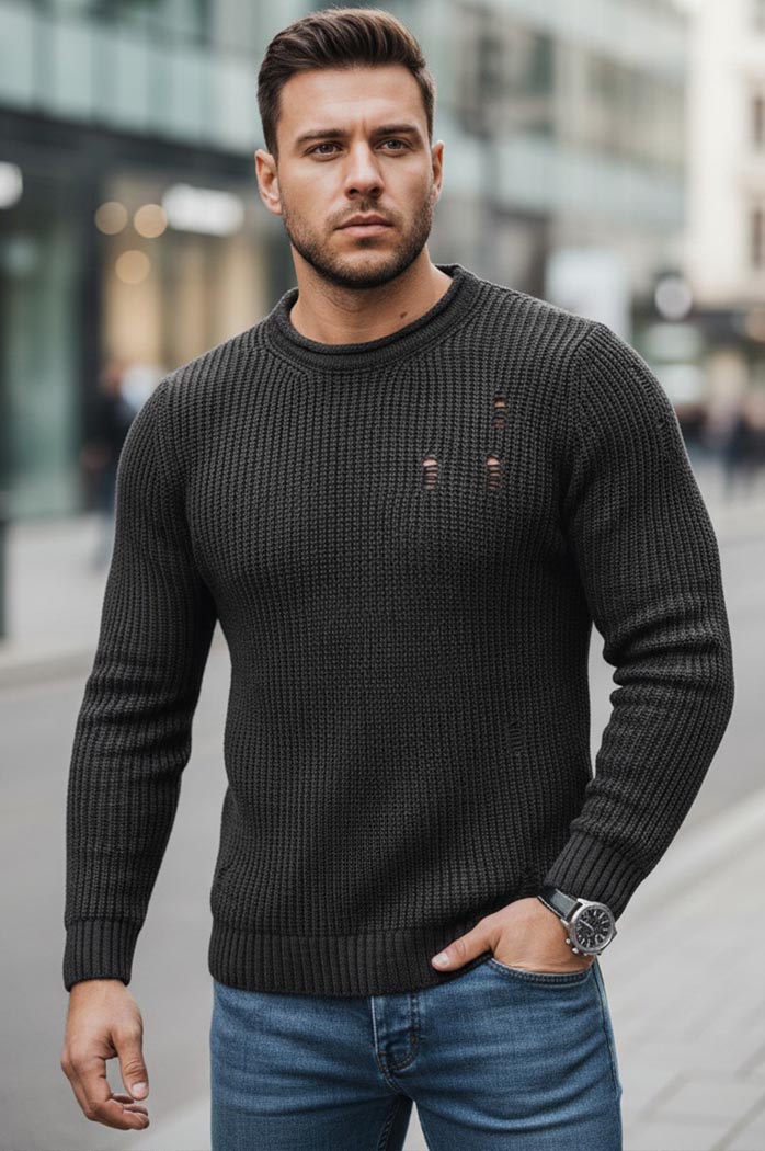 Férfi téli pulóver Szín Sötétszürke DSTREET WX1990