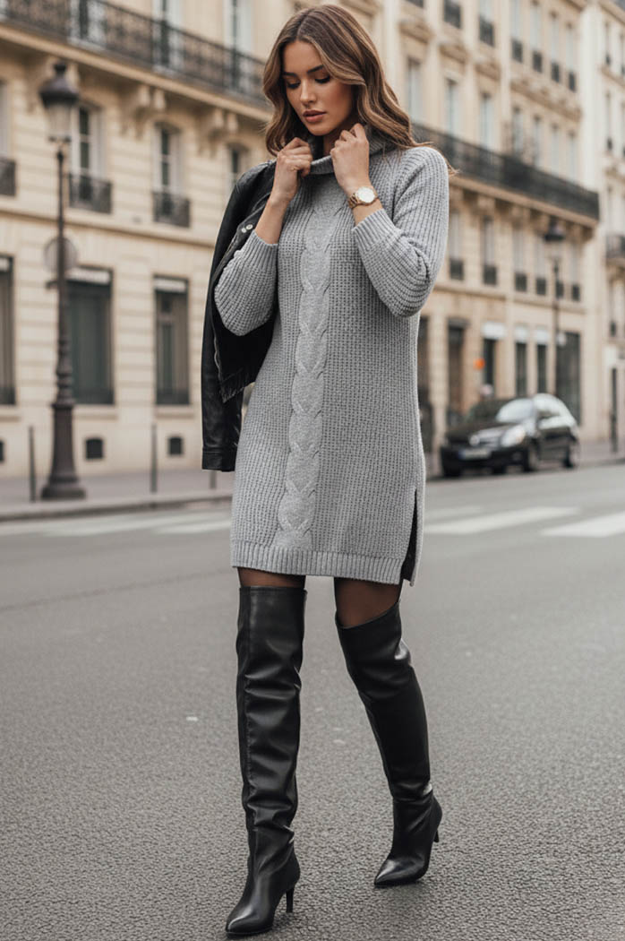 Női hosszú pulóver MERCIA Szín Világoszürke DSTREET MY1902