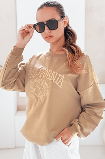 Női oversize pulóver CALIFORNIA DREAM Szín Bézs DSTREET BY1194