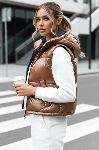 Női steppelt mellény ASHE Szín Sötétbézs DSTREET TY3778