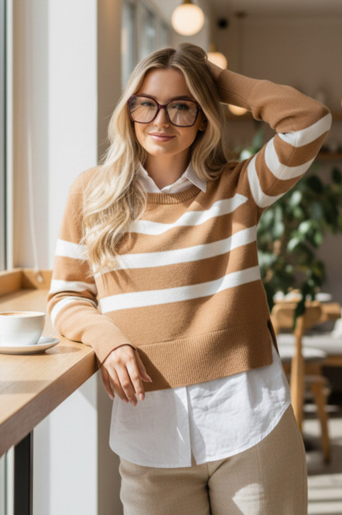 Női hosszú pulóver ASTRIDA Szín Camel DSTREET MY2226