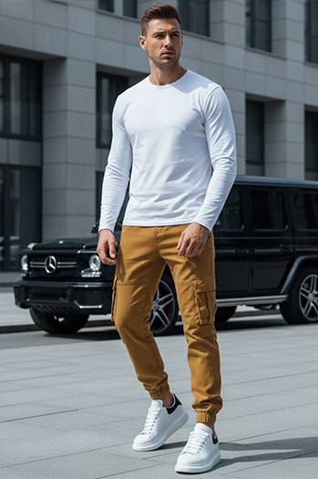 Férfi oldalzsebes nadrág Szín Barna DSTREET UX4174