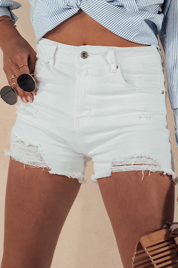 Női farmer rövidnadrág POPGLAM fehér Dstreet SY0397