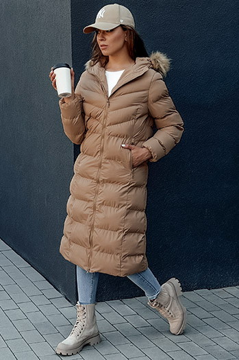 Női télikabát LUXWARM sötét bézs Dstreet TY4375 TY4375