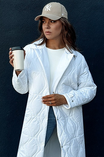 Płaszcz damski pikowany długi TRENDIFY biały Dstreet TY4380