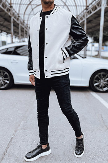 Férfi ekrü bőr baseball dzseki Dstreet TX4708