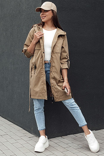 Kurtka parka damska MODERNS ciemnobeżowa Dstreet TY4389