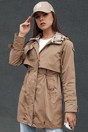 Kurtka damska parka FASHLOVE ciemnobeżowa Dstreet TY4391