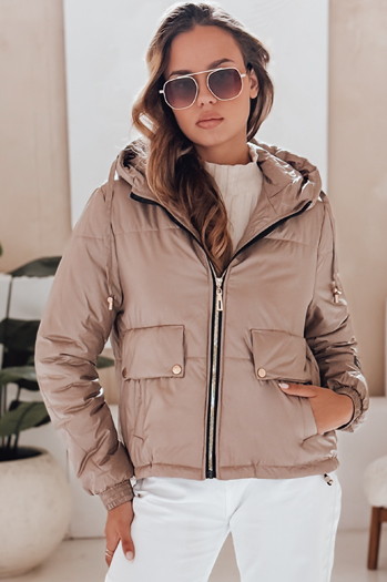Női steppelt dzseki kapucnival ARON camel Dstreet TY4398