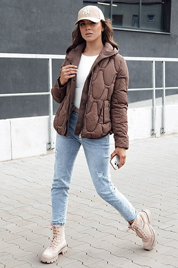 Női télikabát WINDGLAM kávé Dstreet TY4426 TY4426