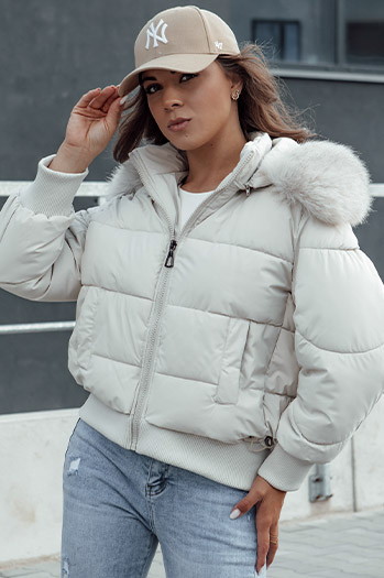 Női steppelt téli kabát szőrmével COLDPACK fehér Dstreet TY4429