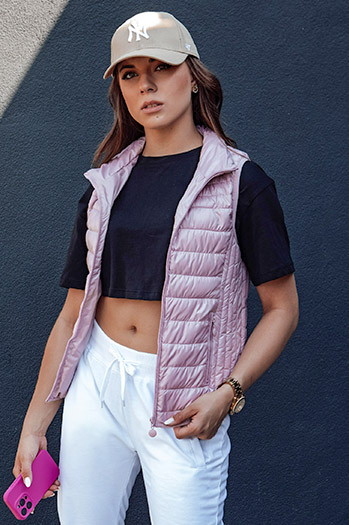Női steppelt mellény állógallérral STYLISHZ rózsaszín Dstreet TY4450
