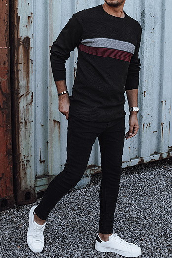 Férfi fekete pulóver Dstreet WX2209