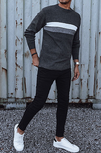 Férfi sötétszürke pulóver Dstreet WX2210