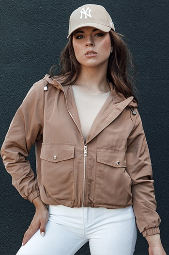 Kurtka damska przejściowa z kapturem BELIJ kamelowa Dstreet TY4472