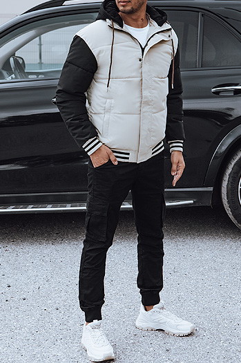 Férfi steppelt télikabát fehér Dstreet TX4763