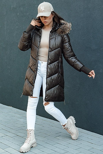 Kurtka zimowa damska pikowana LAGOON mokka Dstreet TY4500