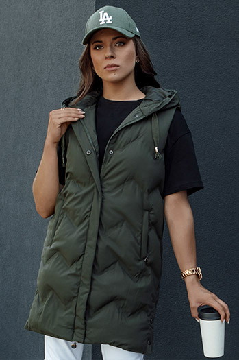 Kamizelka damska pikowana TAMIRA zielona Dstreet TY4533