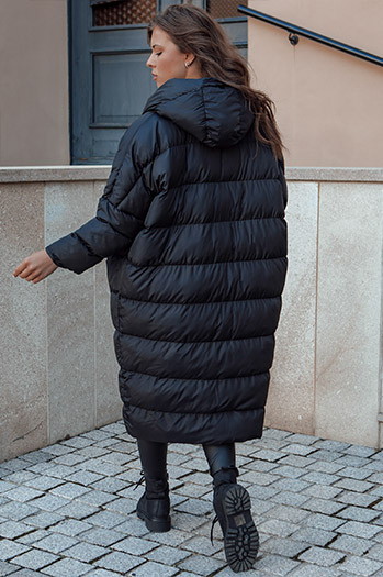 Női oversize télikabát kapucnival ANNIKA fekete Dstreet TY4541