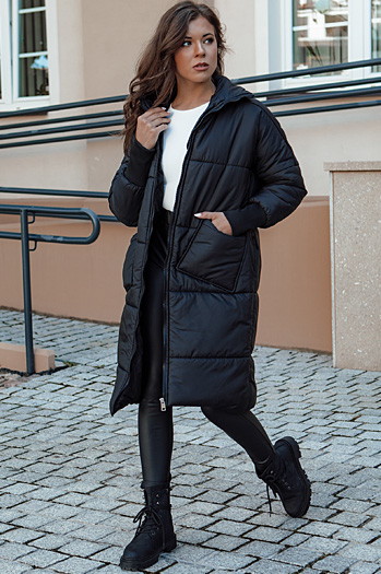Női oversize NADIA steppelt kabát fekete Dstreet TY4542