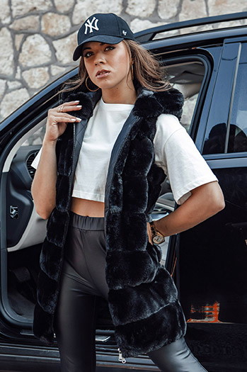 Női szőrme mellény ASHTON fekete Dstreet TY4543 TY4543