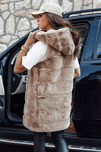 Női szőrme mellény ASHTON camel Dstreet TY4544 TY4544