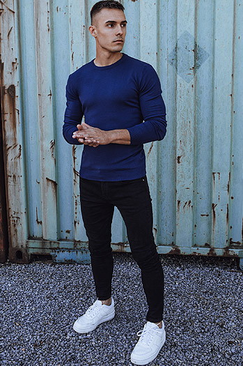 Sweter męski klasyczny niebieski Dstreet WX2213