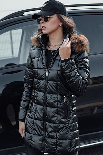 Kurtka damska czarna WINTERZIP z kapturem Dstreet TY4568