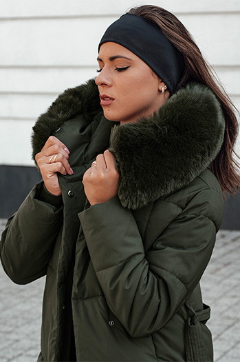 Női steppelt kabát GLAMWARM zöld Dstreet TY4575 TY4575