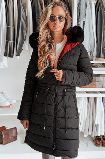 Női téli parka TRENDNEL megfordítható kapucnis piros Dstreet TY4588 TY4588