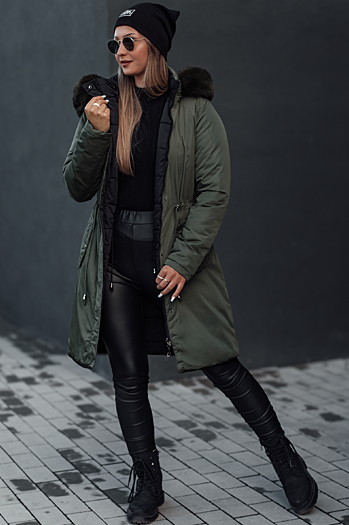 Női téli parka TRENDNEL megfordítható kapucnis zöld Dstreet TY4589