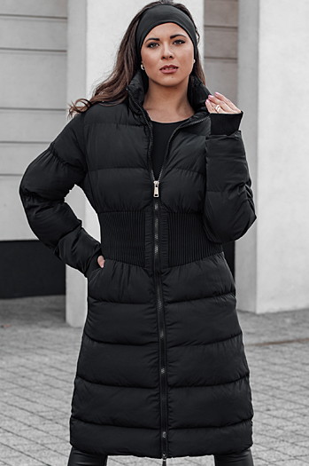 Női téli hosszú steppelt dzseki FABWARM fekete Dstreet TY4620